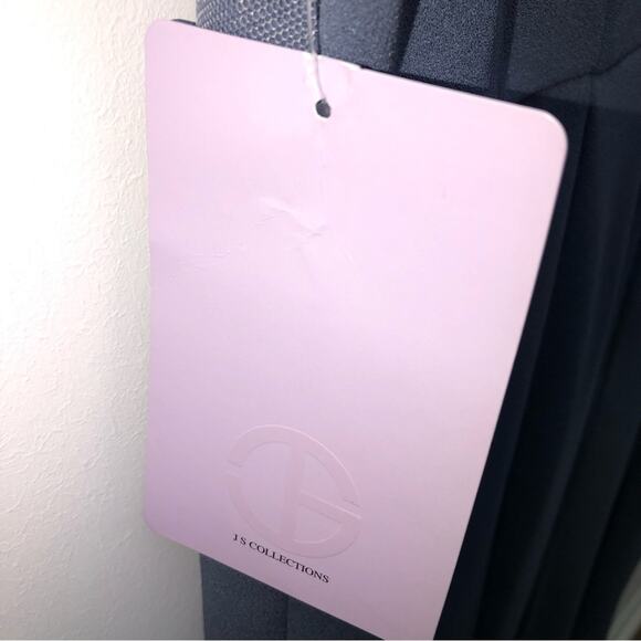 JS Collections Slate Blue Short Sleeve Illusion Cocktail Dress 16 NWT - Picture 10 of 12